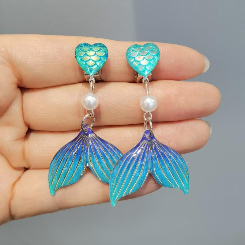 

Милые детские клипсы для ушей, серьги для девочек без проколов, набор колец-клипс для ушей русалочки