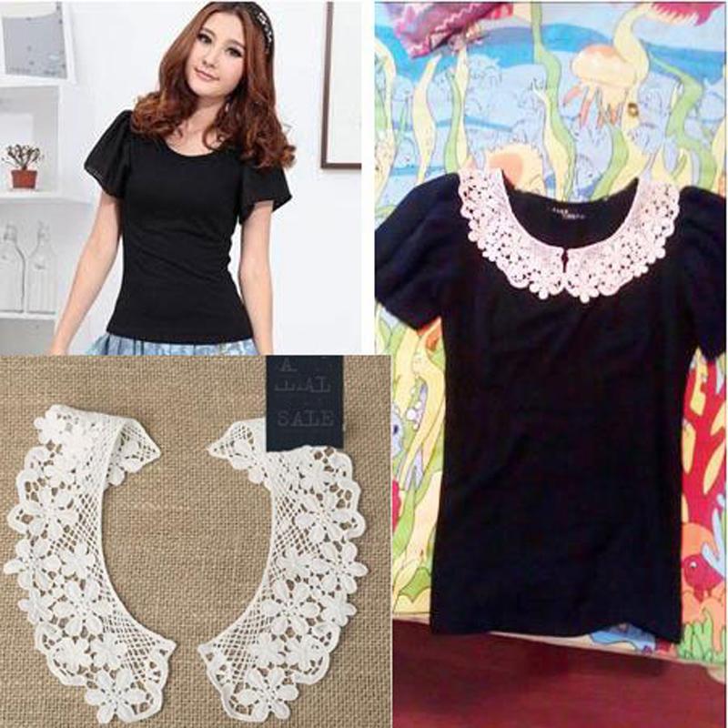 Lace Fabric Neckline Detachable Fake Collar DIY Breathable Scarf Around Neck Flower Sweet Hollow Comfortable Patch