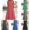 Casual Fall Solid Color V Neck Short Sleeve Dress With Pockets For Women