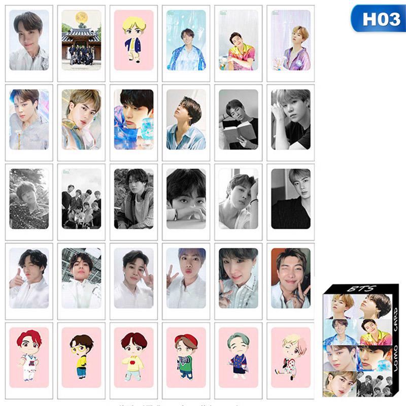 Pocztówka BTS Karta LOMO 30 sztuk w pudełku Plakaty Zestaw pocztówek pamięciowych Kartki z życzeniami Pocztówki prezentowe