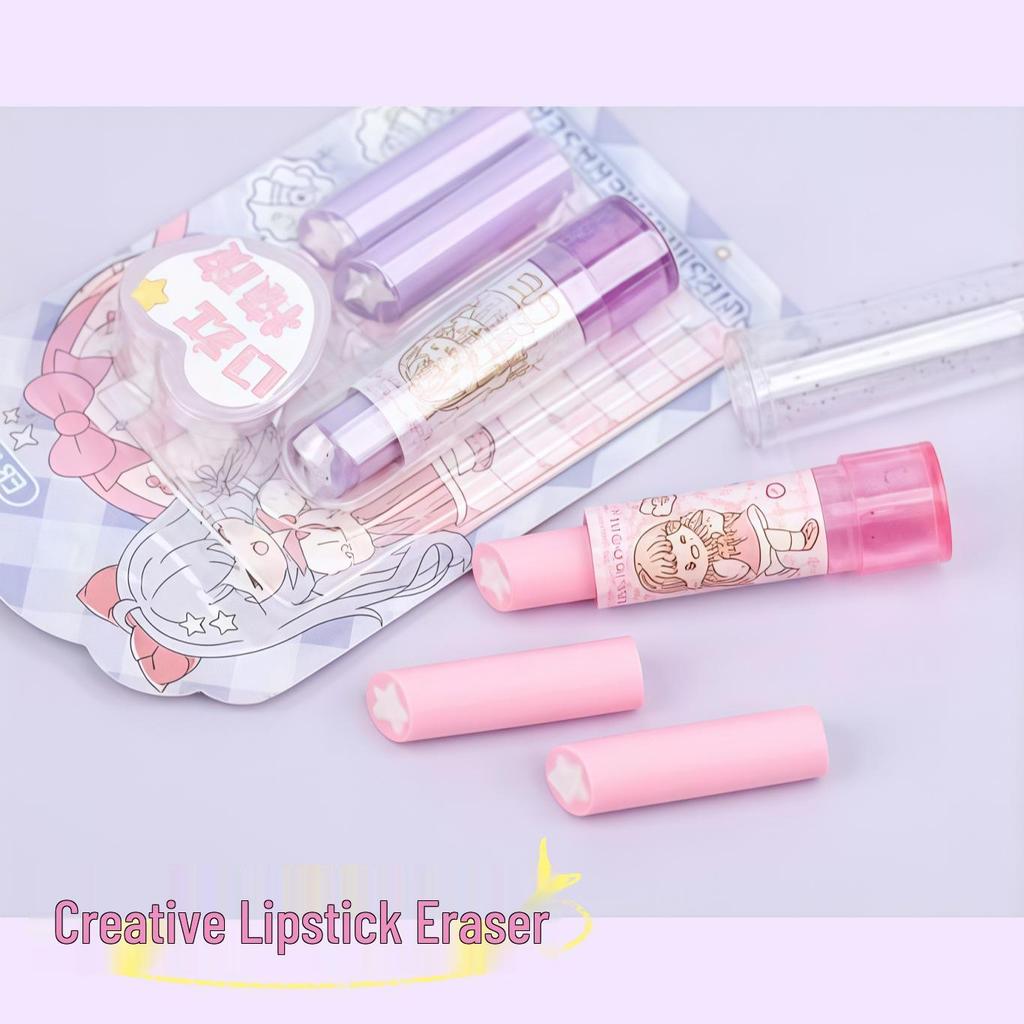 Creative Lipstick-Shape Twist Eraser - Portable and Cute Stationery for Students and Office