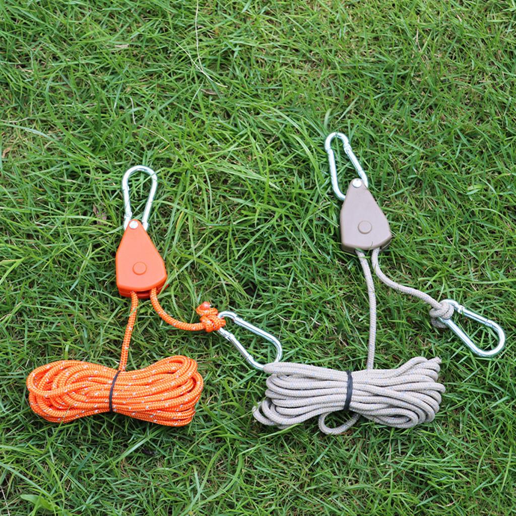 Tent Rope Lock Pulley Adjuster Fixed Buckle Rope Adjustable Ratchet Pulley Tent Stopper Tie Downs Rope Hanger Camping