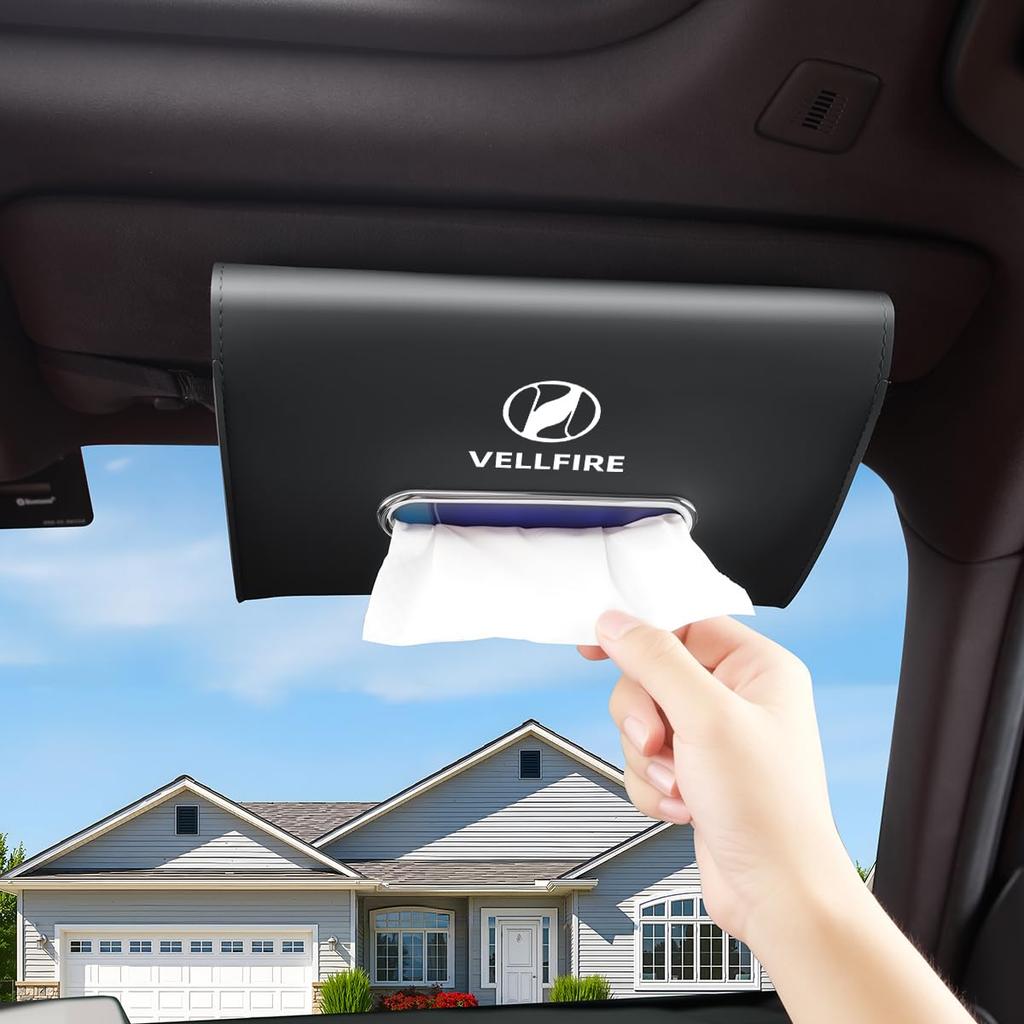 Vellfire Car Tissue PU Hanging Tissue Sun Seat Attachment with Hidden Snap Compatible with Vellfire 20 30 and 40 Car Tissue Storage Convenient