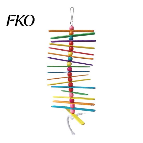 Parrot Anxiety Relief Toy Wooden Strips Toy, Bird Chew with Colorful Beads, Chewing And Climbing Cage Accessory for Budgie Conure