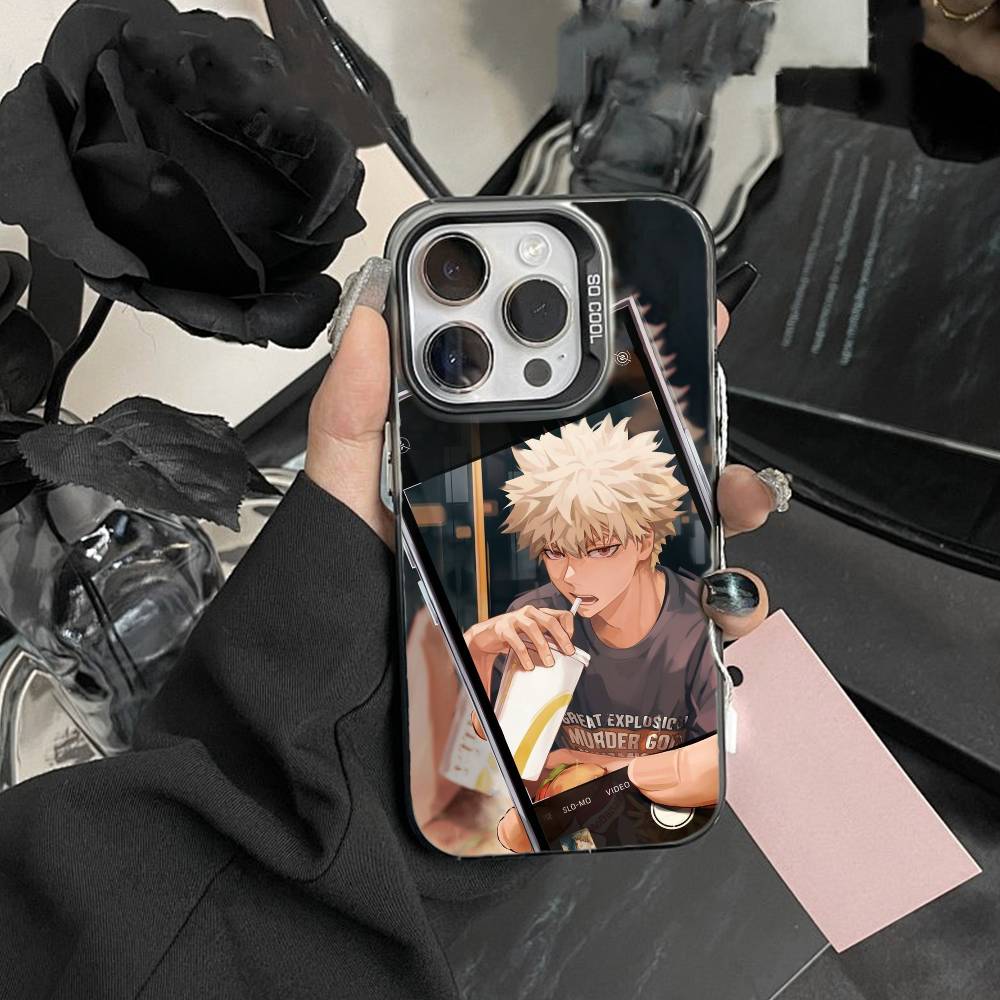 Custodia per Telefono Katsuki Bakugo p-Hero Academia Per iPhone 17,16,15,14,13,12,Pro MAX Nera Opaca Cover Antiurto