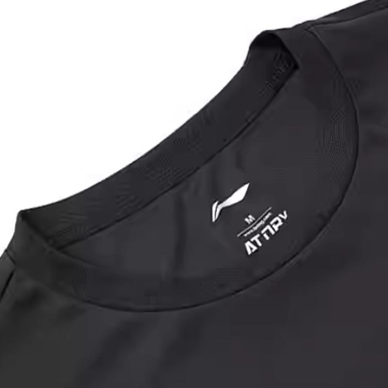 Li-Ning Plain Simple Breathable Sweat-Absorbing Quick-Drying Round Neck Pullover Short Sleeve T-Shirt Casual Sports Set AHSQ777-1+YKSV147-2