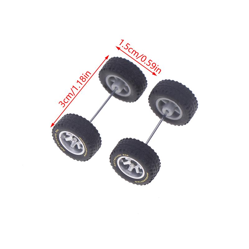 1 Pair Of 1/64 Off-Road Wheels 15Mm Dia Rubber Tires + Wheel 1:64 Model Car Suv Modified Parts For Remote Control Car