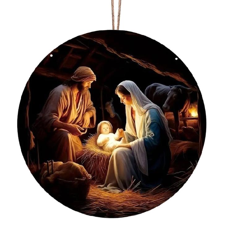 Elegant Acrylic Nativity Ornament Handmade Birth Hanging Ornament Accessory Enhancing Christmas Atmosphere