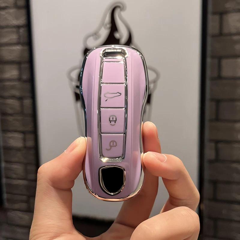 TPU Car Key Shell Case Cover Fob Holder For Porsche 718 Cayenne Panamera 911 Macan Key Case Key Cover Taycan Cayman Boxster