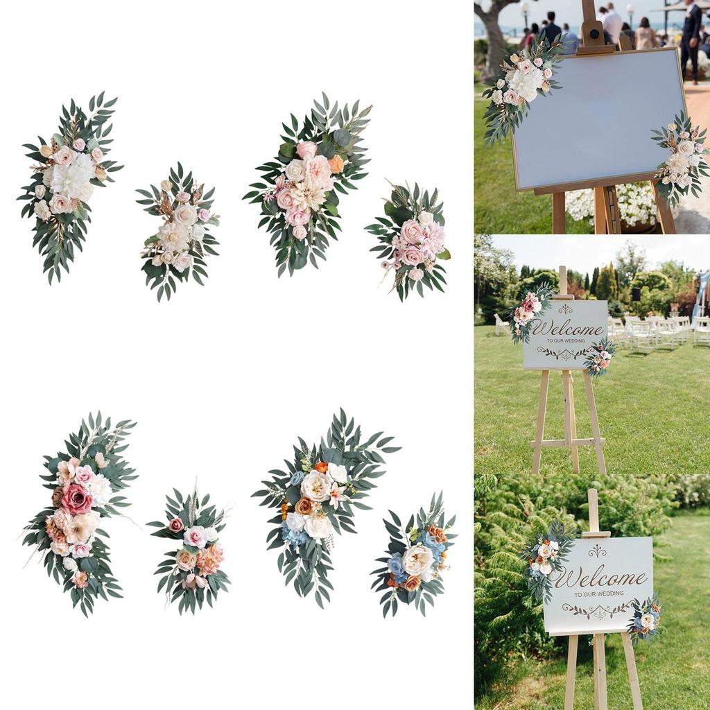 2x Artificial Floral Swag Farmhouse Wedding Arch Flowers Welcome Sign Decoration for Party Wall Reception Holiday Ceremony