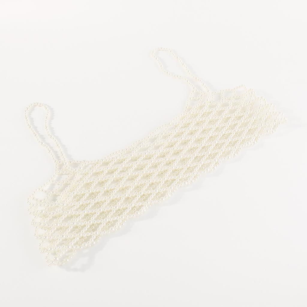 Fashion Hollow Pearl Suspender Chest Ornaments Simple Sexy Hand-woven Vest Body Chain