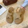 Platform open-toed retro sandals women's summer 2025 new buckle sandals Korean Roman beach shoes women