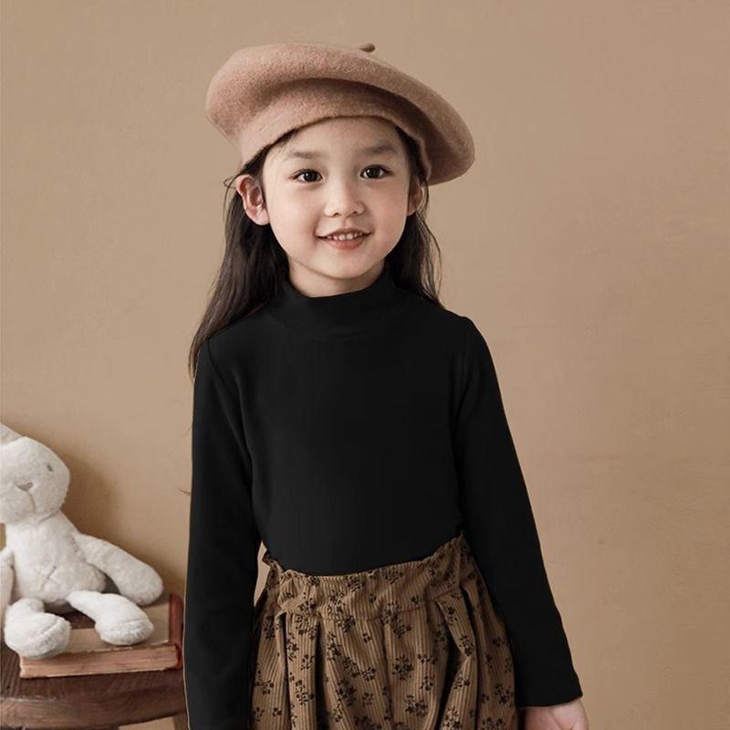 Autumn Winter Baby Boy Girl Solid Long Sleeve Bottoming Shirt Children Turtleneck Casual Tshirt Kid Striped Top Clothes