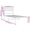 Metal Bed Frame with Headboard White 107x203 Cm