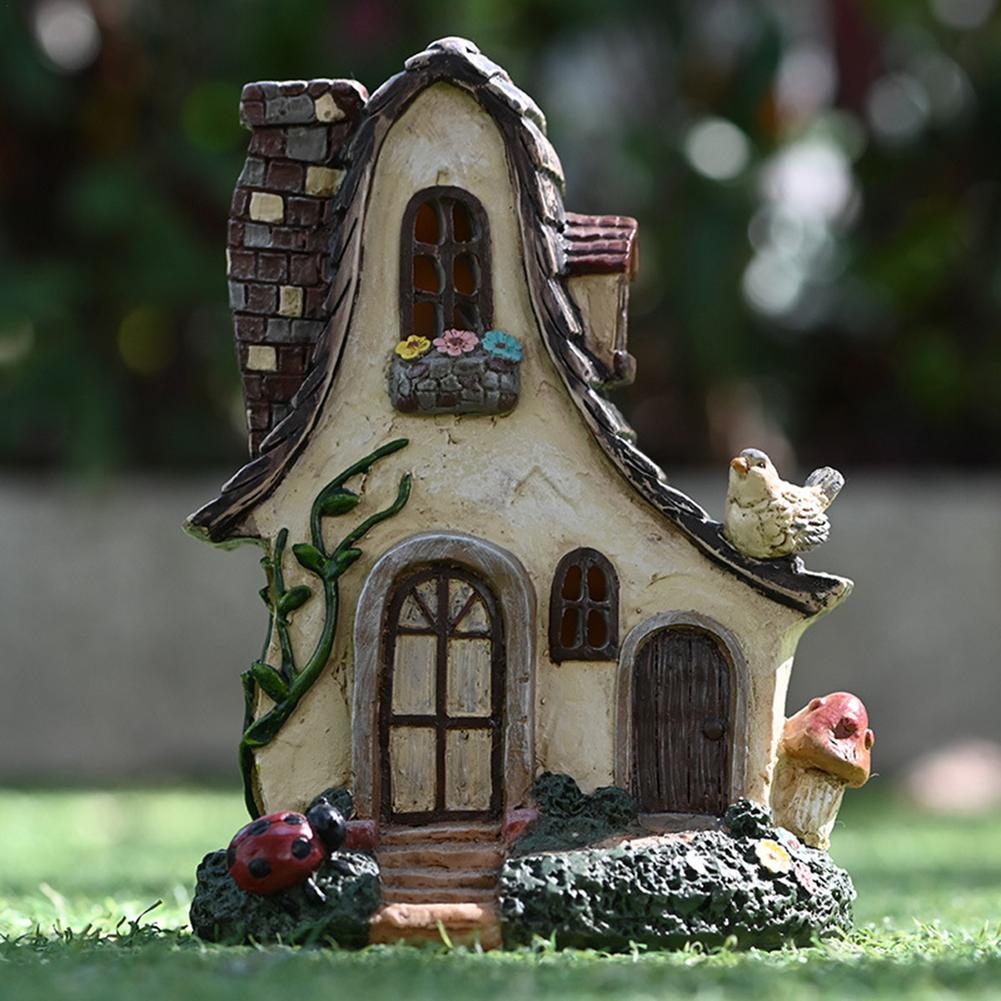 Feenhaus Groß Rustikal Miniatur Garten Villa Häuschen Harz Feengarten Dekoration Miniatur Wälder Zwergenhütte Haus Behausungen