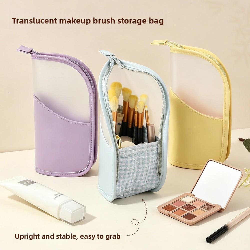 Modern Makeup Brush Bag With Large Capacity Pu Waterproof Material For Travel And Home Use