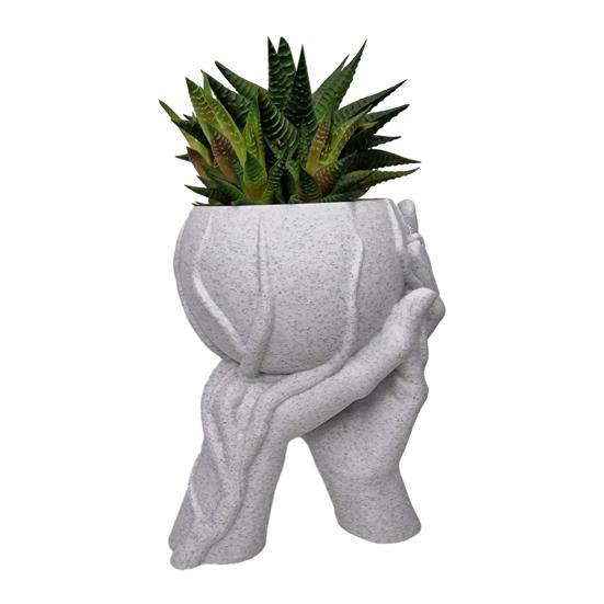 Hand in Hand Shape Flowerpot Synthetic Resin Marble Texture Plant Pot Home Decoration Household Balcony Garden Decor