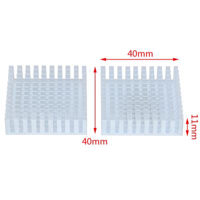 2Pcs 40*40*11Mm Silver Radiator Aluminum Cpu Heatsink