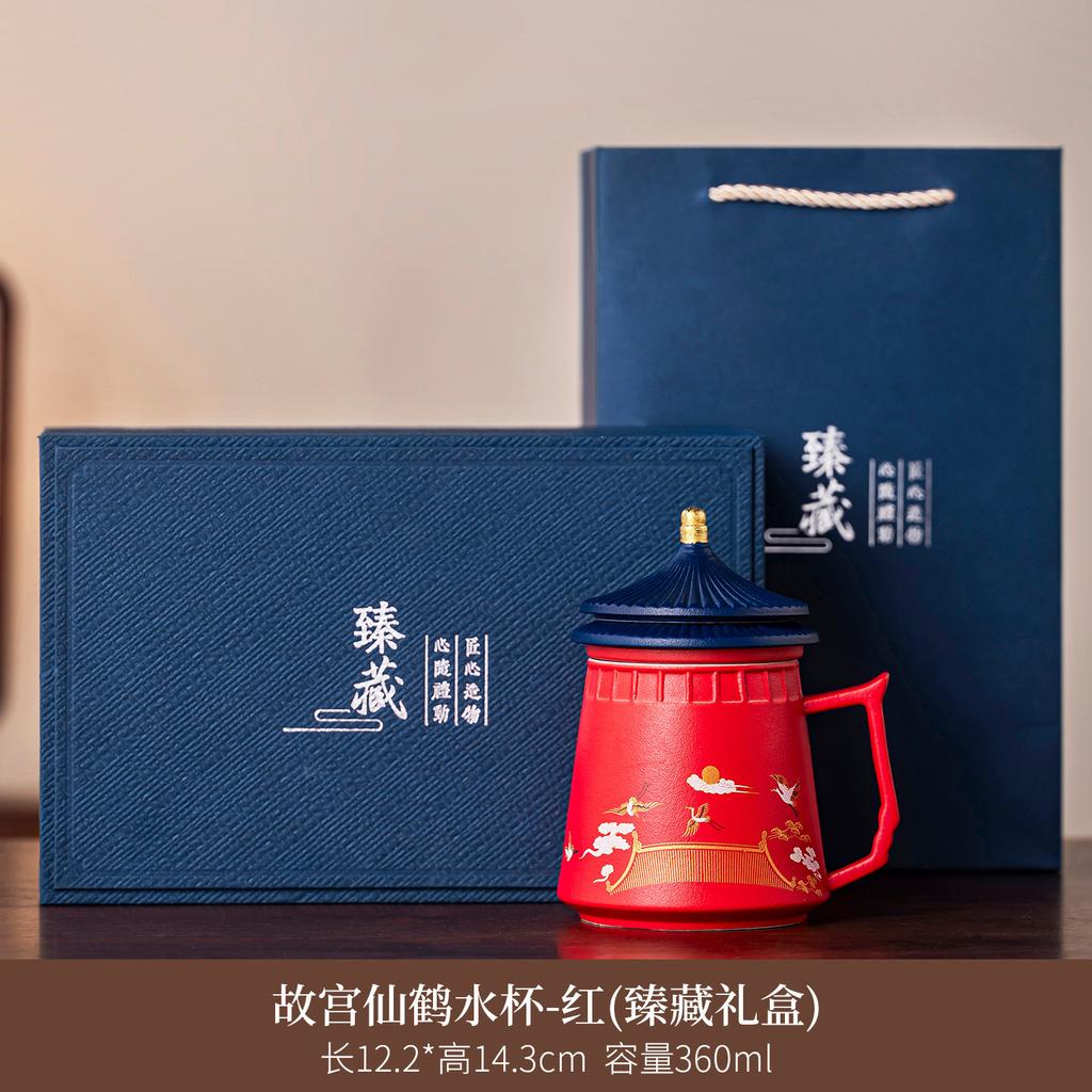 New Chinese-style Forbidden City drinking cup high-value ceramic cup home office teacup with lid personal tea set