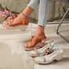 New Plus-size Women's Shoes with Wedge Heels Elastic High Heels and Sandals