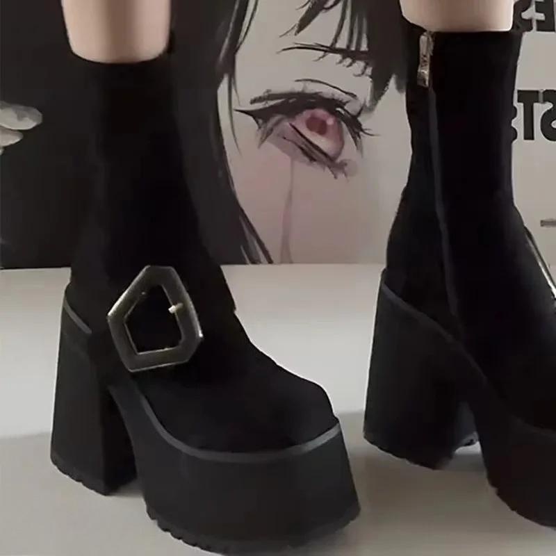 Metal Locking Fashion Ankle Woman New Spring Ultra high Heel All match Platform Booster Sleeve Knight 37 9290₽