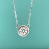 Pt950 Platinum Plated Moissanite Bubble Necklace with Round Diamond Pendant – Gift for Girls' Birthday or Valentine's Day