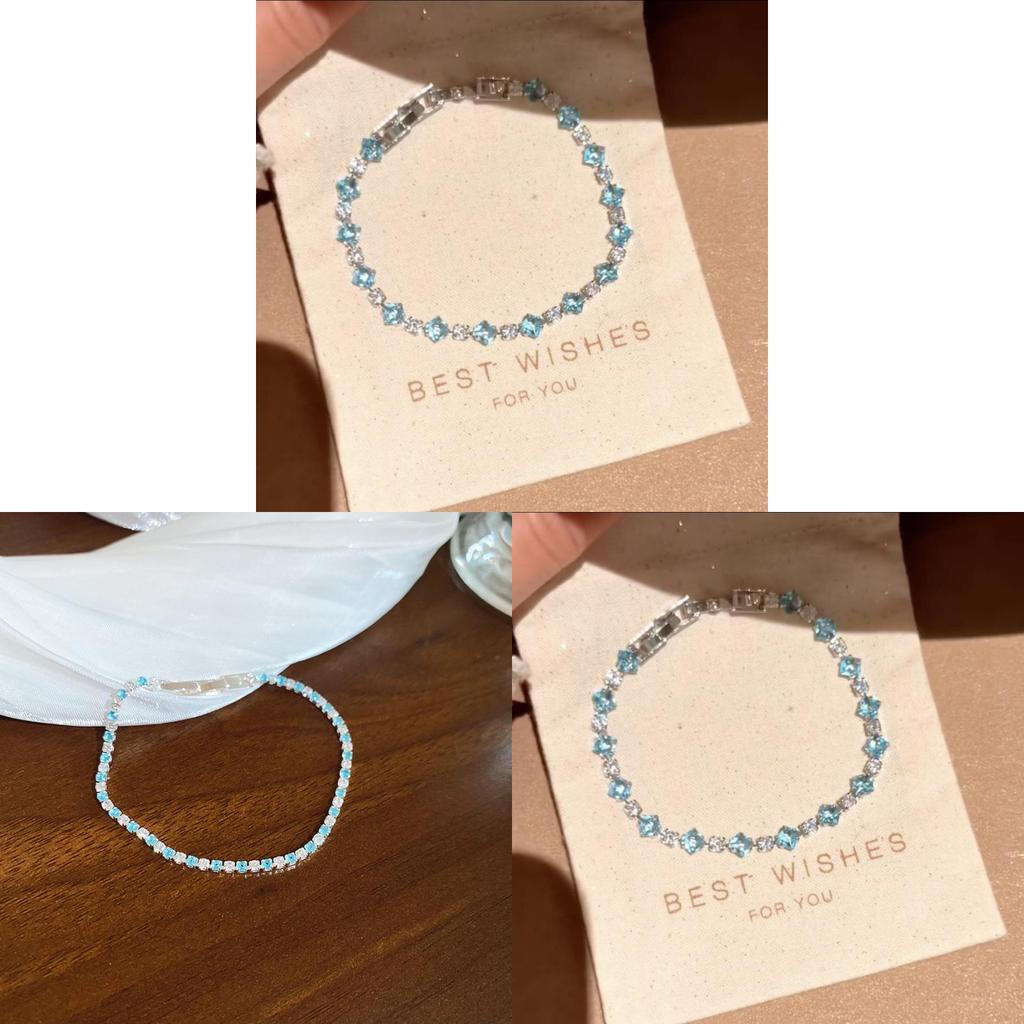 French Court Zircon Crystal Geometric Bracelet With Silver Plating For Women