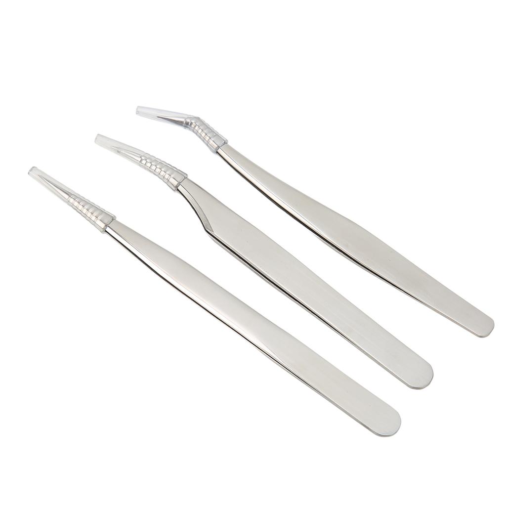 3Pcs Eyelash Tweezers Stainless Steel Blackhead Tweezers Extractor Lash Tweezers for Home Salon