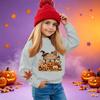 Kids' casual long-sleeved sweatshirt with Halloween print, suitable for holiday parties and everyday wear.