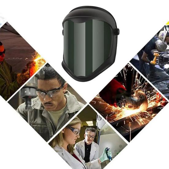 Welding Mask Anti-Fog Protective Full Shield Splash Resistant Adjustable Safety Face Shield with High-Temperature PC Frame Welding Helmet for Work