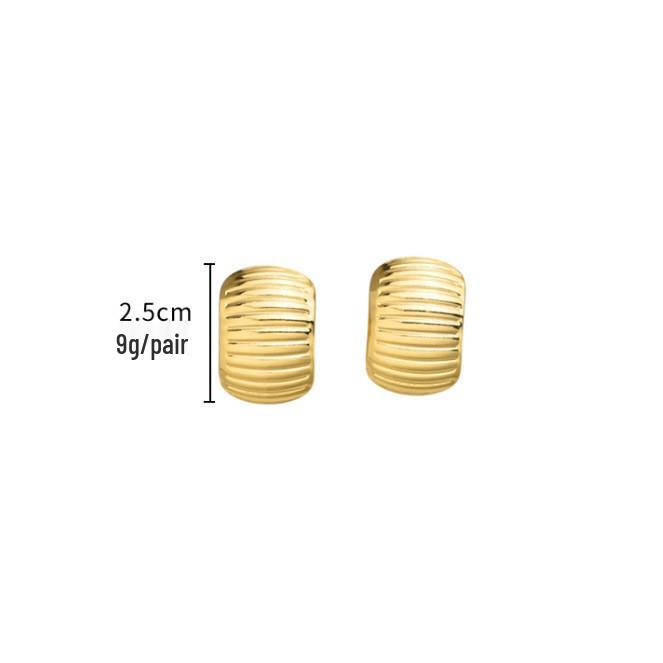 Retro Geometric 304 Stainless Steel Ear Studs with Concave-Convex Design