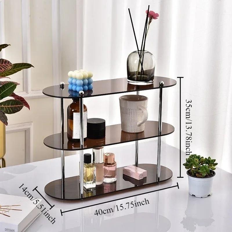 1PC Acrylic Desktop Storage Rack 2/3layer Multifunctional Organizer Ins Style Water Cups Perfume Cosmetics Jewelry Display Frame