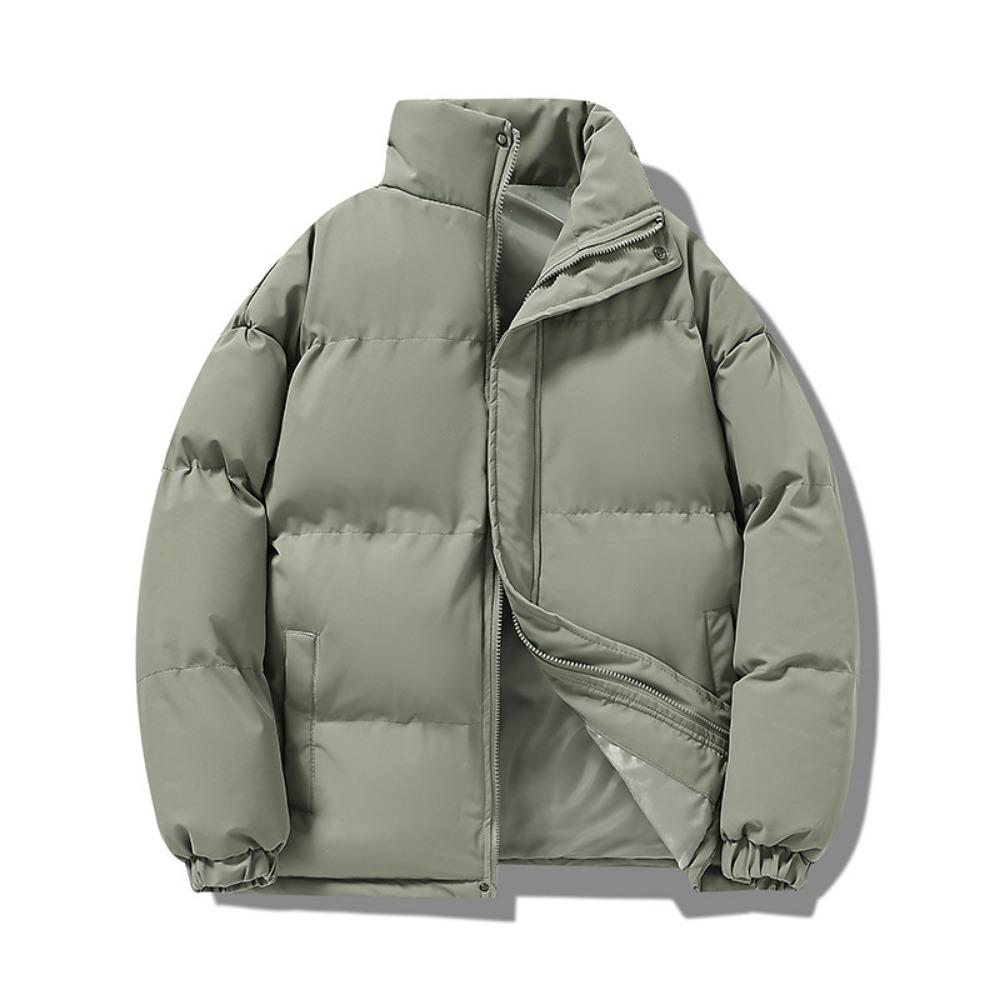 

Autumn and winter Korean version trend simple stand-up collar casual thickened warm bread clothes men s clothing 4XL