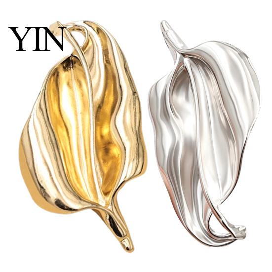 Clothing Brooch Irregular Leaf Alloy Pin, Silver Golden Plated Leaves Lightweight Metal Pin Lapel Jewelry Accessory for Women Men Shirt
