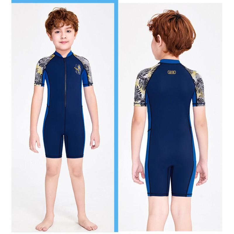 Children's Swimsuit Boys One-piece Short-sleeved Swimming Trunks Sun-proof Quick-drying Breathable Comfortable Snorkeling Surfing