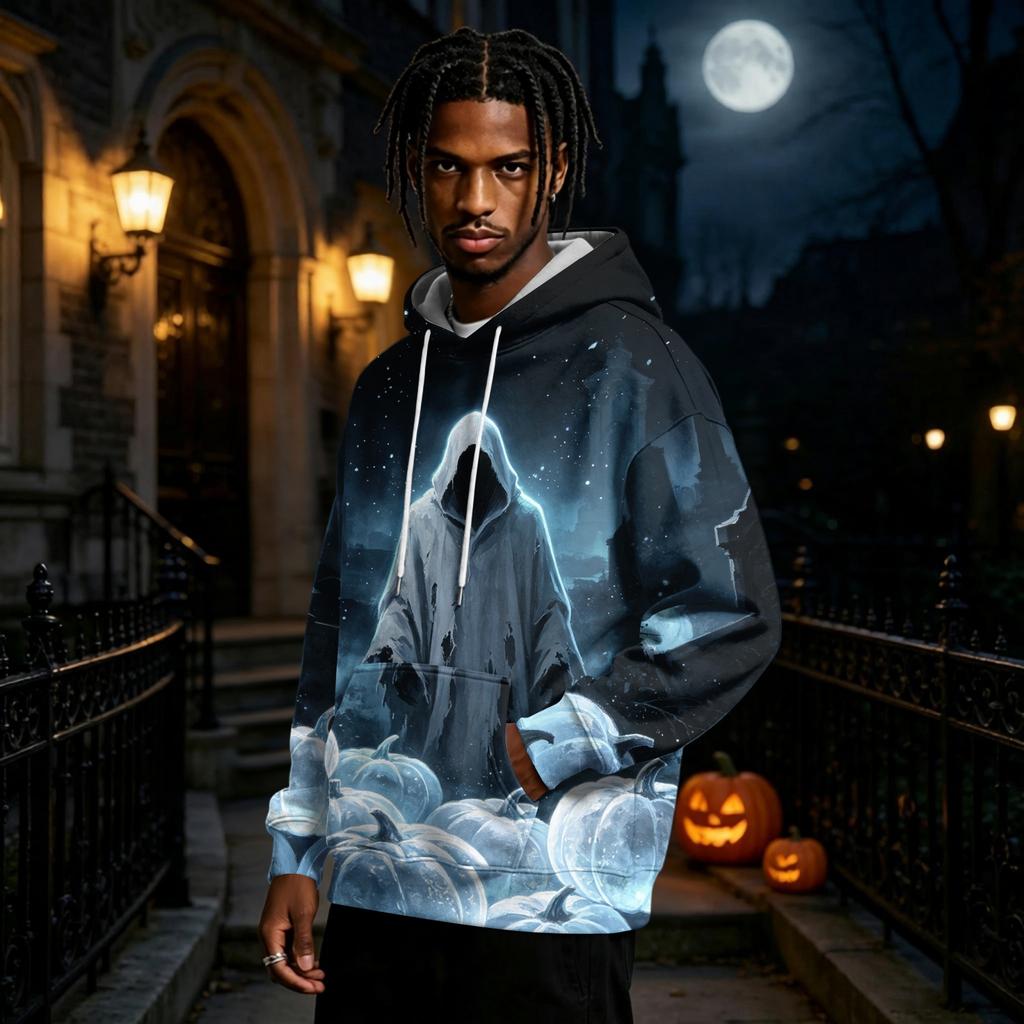 Men's Halloween Print Pullover Hoodie Long Sleeve Sweatshirt