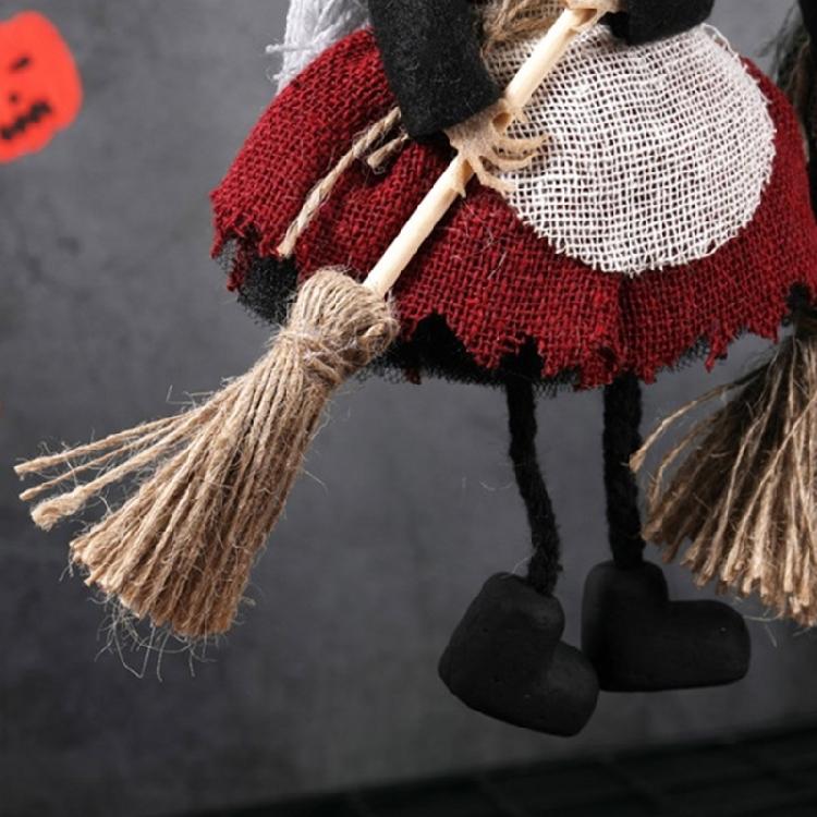 Eerie Apron Witch with Broom Suspended Decoration Chilling Adorment for Halloween Parties and Event Festives Ornament