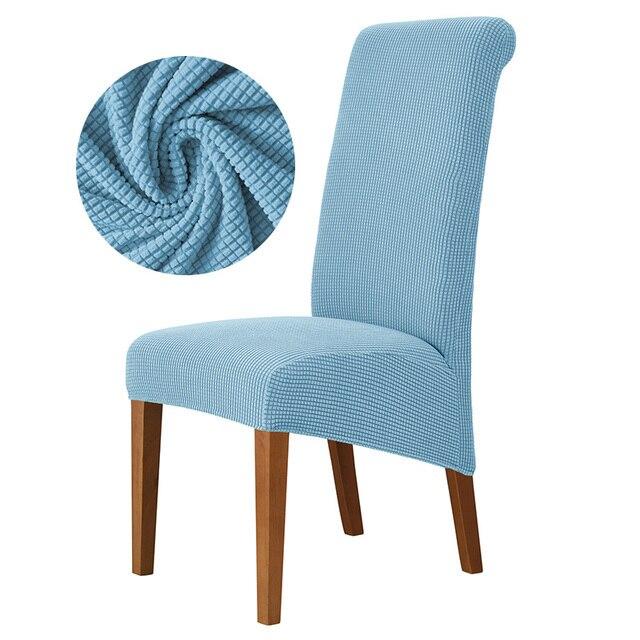 

Жаккардовый чехол для обеденного стула большого размера XL, эластичный чехол из спандекса, эластичный чехол на стул с длинной спинкой, моющийся чехол, кухонный банкетный стул 1pcs небесно-голубой