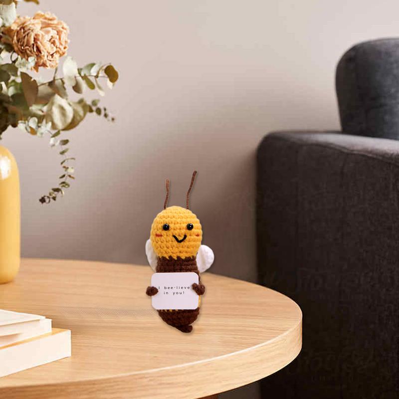 Funny Positive Toys with Card Knitted Inspired Toy Creative Inspirational Crochet Dolls Birthday Gifts for Friends