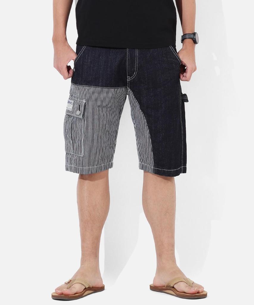 KOJIMA GENES Pants Quarter Combo Shorts Made in Japan Okayama Denim Indigo and Hickory 32 RNB-1429