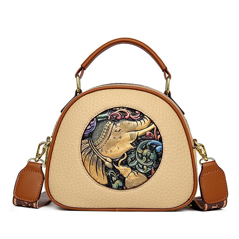 Geantă pentru femei din piele moale, geantă rotundă mică de mână, geantă crossbody cu un singur umăr, nouă, casual și versatilă, independentă, cu trei straturi