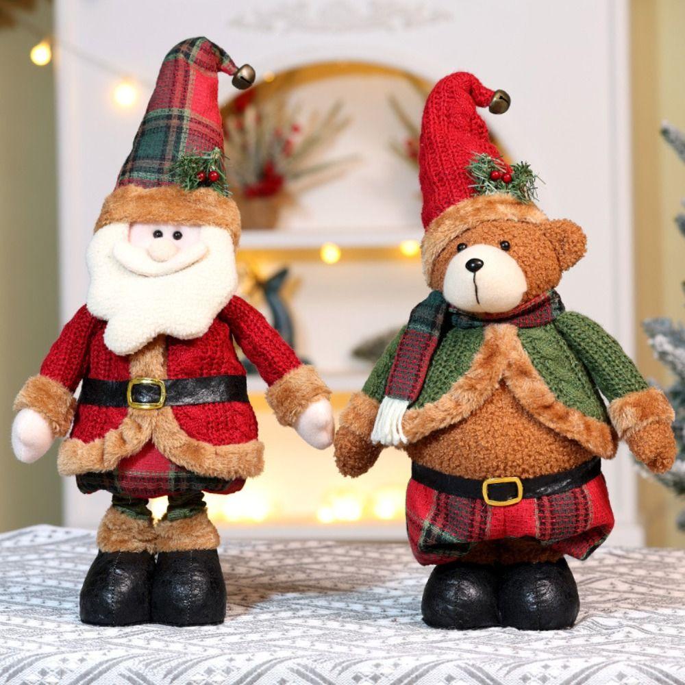 Bear Knitted Christmas Doll Kawaii Santa Claus Stretch Doll Long Legged Elk Doll  Children