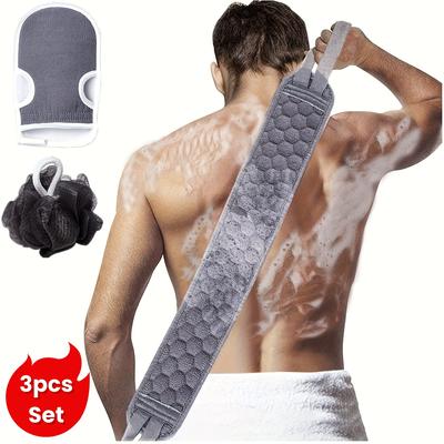 3 ks/sada Exfoliační sada do koupele, Koupací rukavice, Exfoliační žínka/ručník do koupele, Tělový kartáč, Koupelnové doplňky