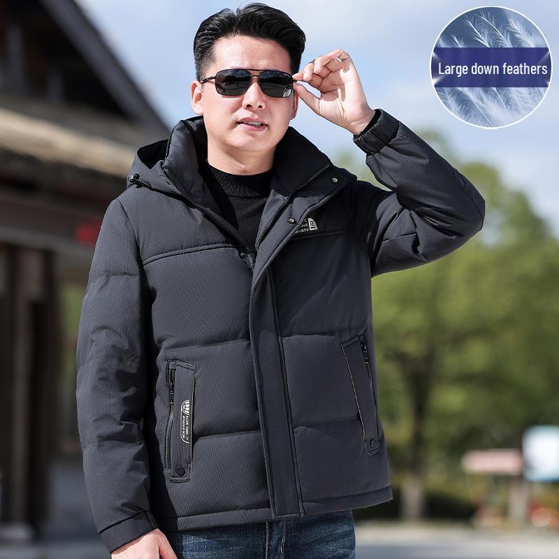 

2025 New Color Block Winter Down Jacket for Middle-Aged & Elderly Men, Thick Dad s Coat for Cold Protection 185 (135-155 lbs) чорний