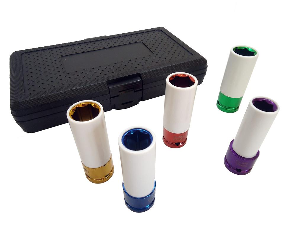 Nusssatz für Aluminium-Schlagschrauber Radmutter und mit Schutzkappen 1/2" Räder, kompatibel, dünnwandige Nüsse, 15mm, 17mm, 19mm, 21mm, 22mm,