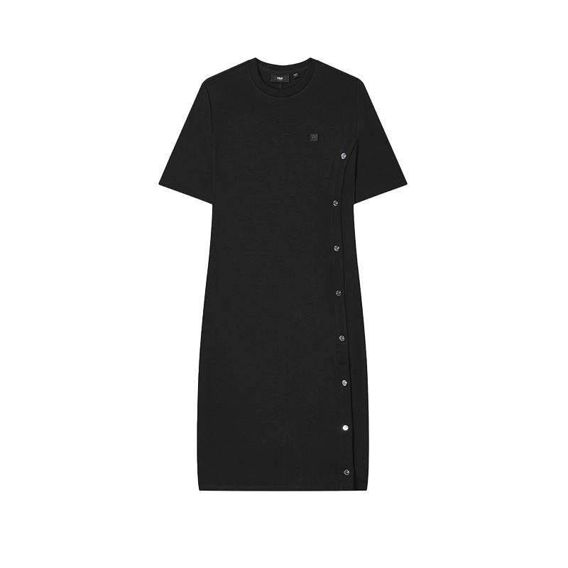New FILA Short Sleeved Dresses Women's Black F11W425304FBK