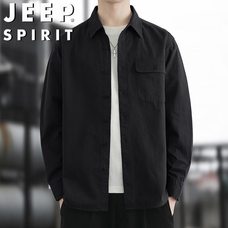 

JEEP SPIRIT Men s Autumn Turn-down Collar Solid Color Casual Shirt Jacket L