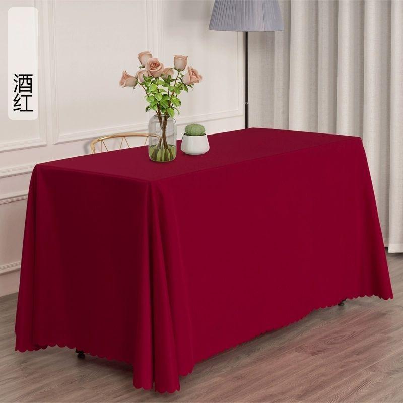 Conference Table Tablecloth Hotel Office Exhibition Advertising Ground Marketing Solid Color Red And White Rectangular Tablecloth Fabric