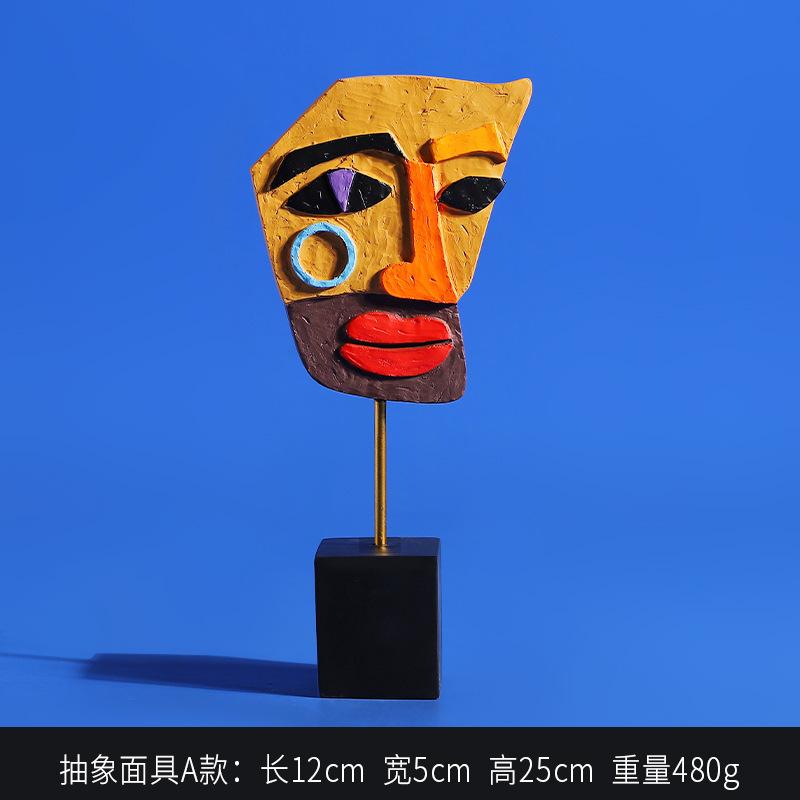 Abstract Face Colorful Twisted Statue Modern Art Resin Craft for Cafe Home Decor