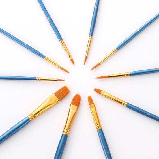 10Pcs Watercolor Gouache Painting Brushes Soft Nylon Hair Pens Art Supplies